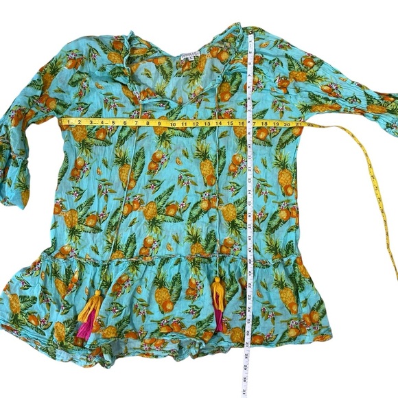 DEBBIE KATZ “ELISA” Tropical Print Women's Summer Top / Dress Beach Coverup L - Picture 7 of 8